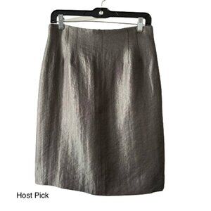 Ann Taylor Women Sz 4 Shimmery Pewter/Gray Paneled Contoured Waist Pencil Skirt